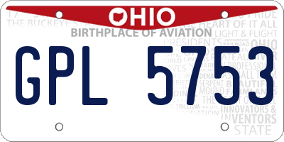OH license plate GPL5753