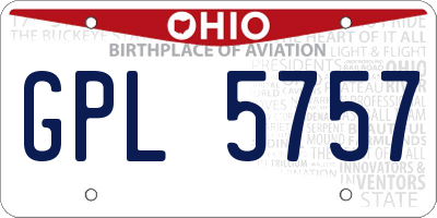 OH license plate GPL5757