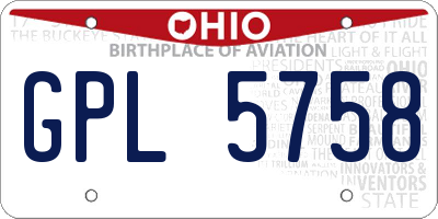 OH license plate GPL5758