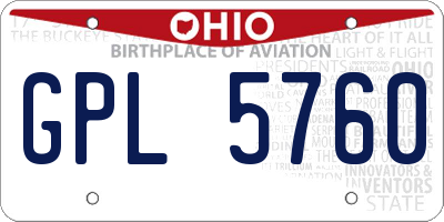 OH license plate GPL5760