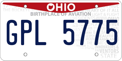 OH license plate GPL5775