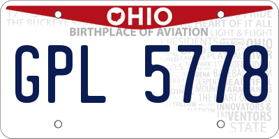 OH license plate GPL5778