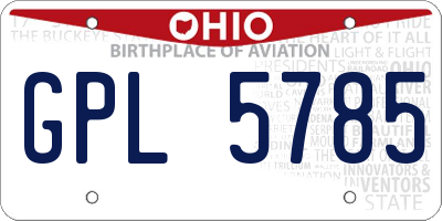 OH license plate GPL5785
