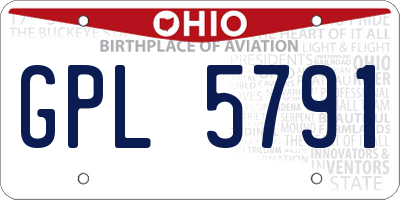 OH license plate GPL5791