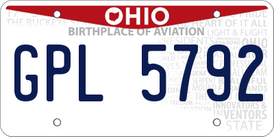 OH license plate GPL5792