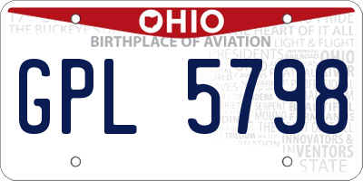 OH license plate GPL5798