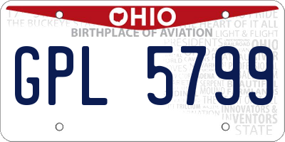OH license plate GPL5799