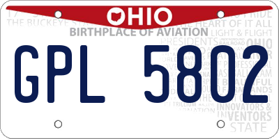 OH license plate GPL5802