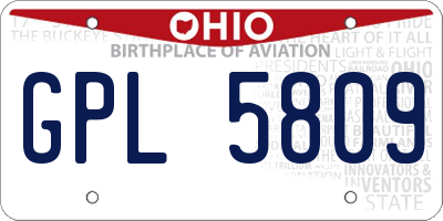 OH license plate GPL5809