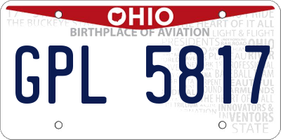 OH license plate GPL5817