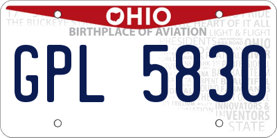 OH license plate GPL5830