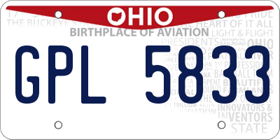 OH license plate GPL5833