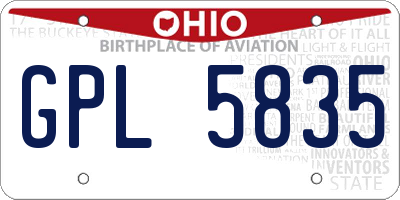 OH license plate GPL5835