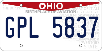 OH license plate GPL5837