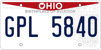 OH license plate GPL5840