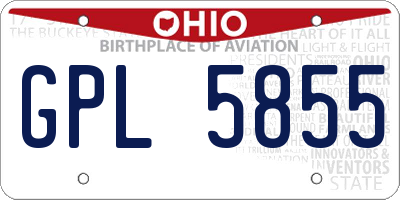 OH license plate GPL5855