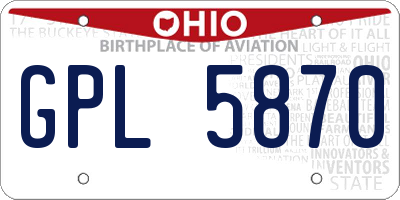 OH license plate GPL5870