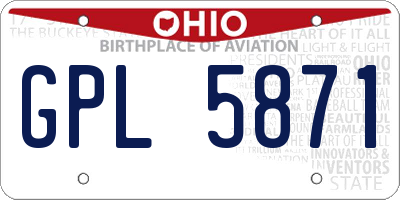 OH license plate GPL5871