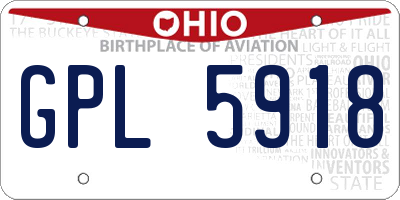 OH license plate GPL5918