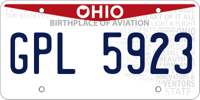 OH license plate GPL5923
