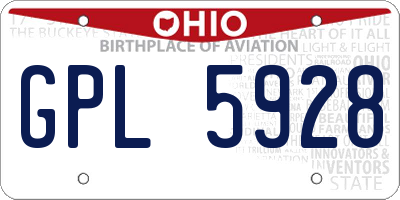 OH license plate GPL5928