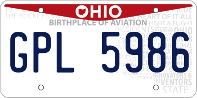 OH license plate GPL5986