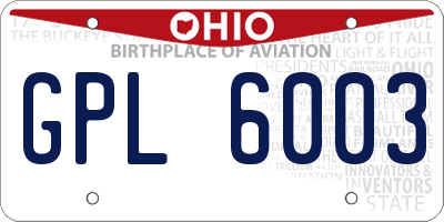 OH license plate GPL6003
