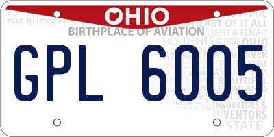 OH license plate GPL6005