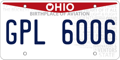 OH license plate GPL6006