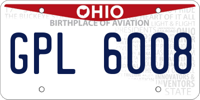 OH license plate GPL6008