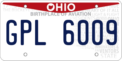 OH license plate GPL6009