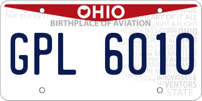 OH license plate GPL6010