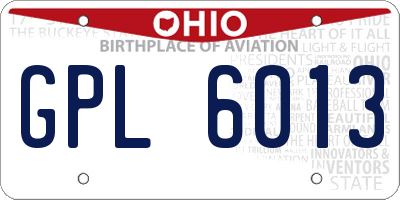 OH license plate GPL6013