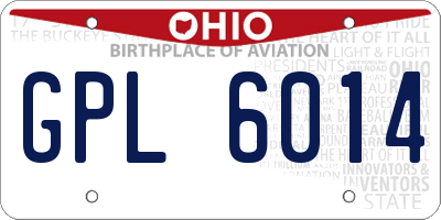 OH license plate GPL6014