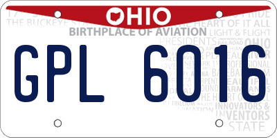 OH license plate GPL6016