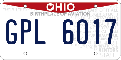OH license plate GPL6017