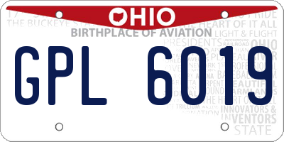 OH license plate GPL6019