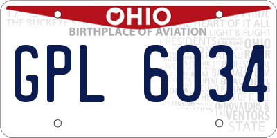 OH license plate GPL6034