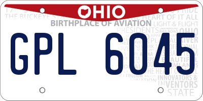 OH license plate GPL6045