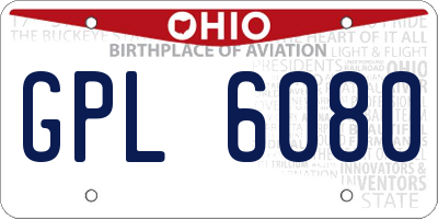 OH license plate GPL6080