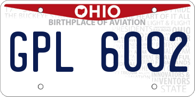 OH license plate GPL6092