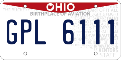 OH license plate GPL6111