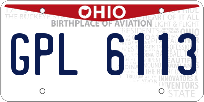 OH license plate GPL6113