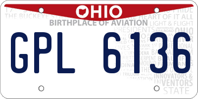 OH license plate GPL6136