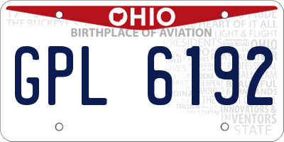 OH license plate GPL6192