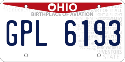 OH license plate GPL6193