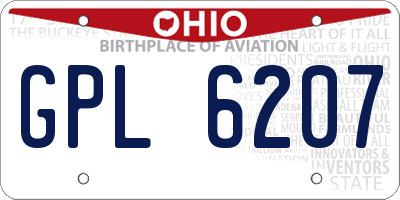 OH license plate GPL6207