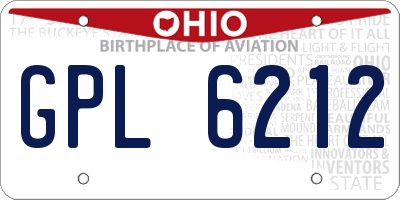 OH license plate GPL6212