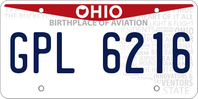 OH license plate GPL6216
