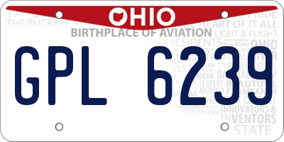 OH license plate GPL6239